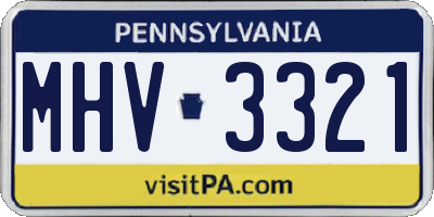 PA license plate MHV3321