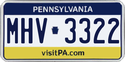 PA license plate MHV3322