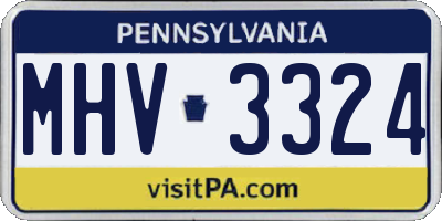 PA license plate MHV3324