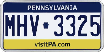 PA license plate MHV3325
