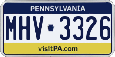 PA license plate MHV3326