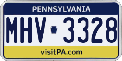 PA license plate MHV3328