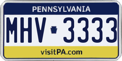 PA license plate MHV3333