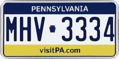 PA license plate MHV3334