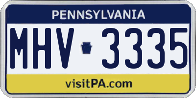 PA license plate MHV3335