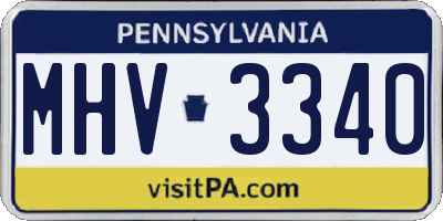 PA license plate MHV3340