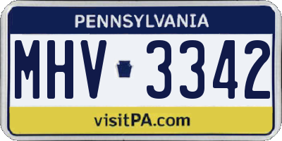 PA license plate MHV3342