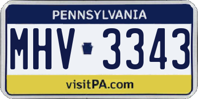 PA license plate MHV3343