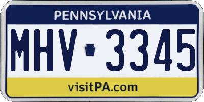 PA license plate MHV3345