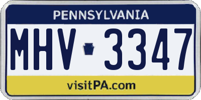 PA license plate MHV3347