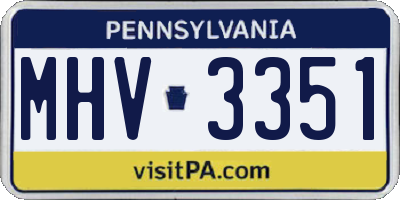PA license plate MHV3351