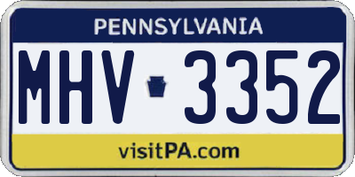 PA license plate MHV3352