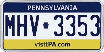 PA license plate MHV3353