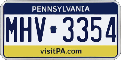 PA license plate MHV3354