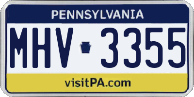 PA license plate MHV3355