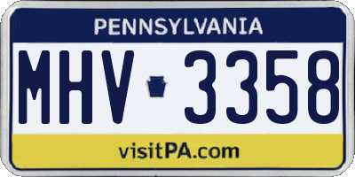PA license plate MHV3358