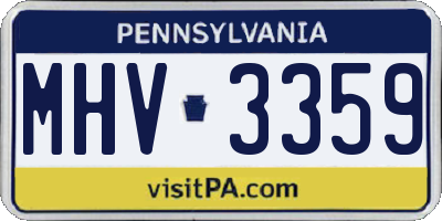 PA license plate MHV3359
