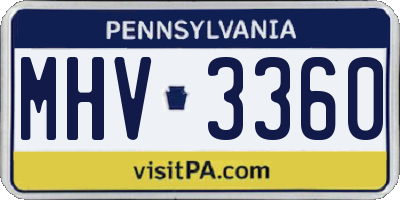 PA license plate MHV3360