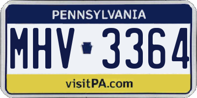 PA license plate MHV3364