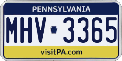 PA license plate MHV3365