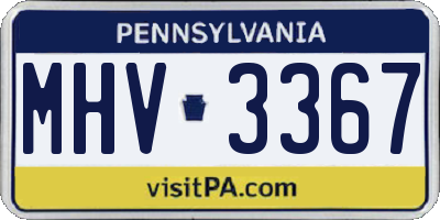 PA license plate MHV3367