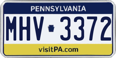 PA license plate MHV3372