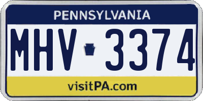 PA license plate MHV3374