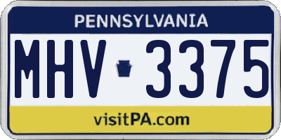 PA license plate MHV3375