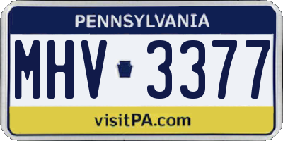 PA license plate MHV3377