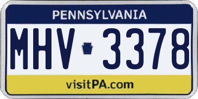 PA license plate MHV3378