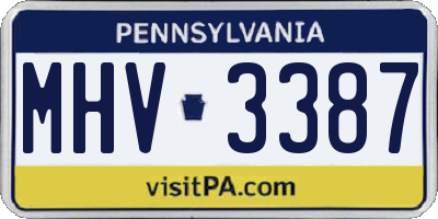 PA license plate MHV3387