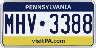 PA license plate MHV3388