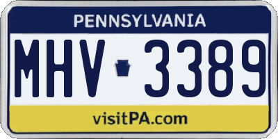 PA license plate MHV3389