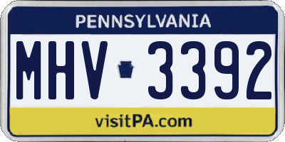 PA license plate MHV3392