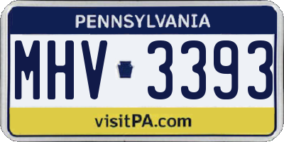 PA license plate MHV3393