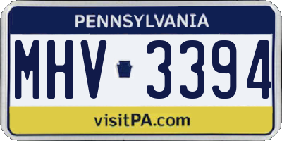 PA license plate MHV3394
