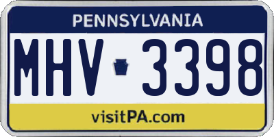PA license plate MHV3398