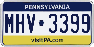 PA license plate MHV3399