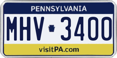 PA license plate MHV3400