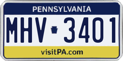PA license plate MHV3401