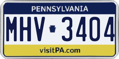 PA license plate MHV3404