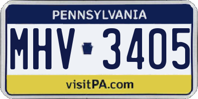 PA license plate MHV3405