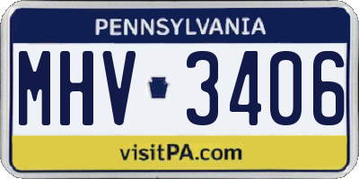 PA license plate MHV3406