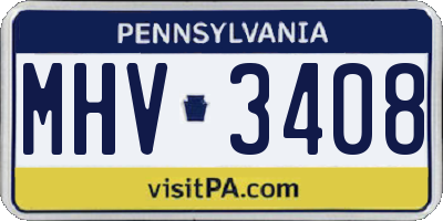 PA license plate MHV3408