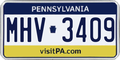 PA license plate MHV3409