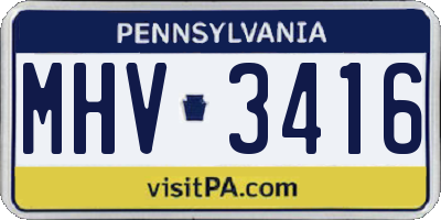PA license plate MHV3416