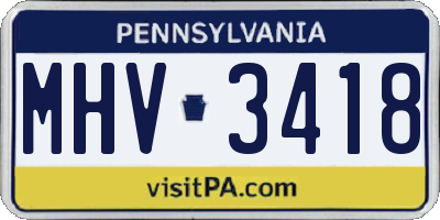 PA license plate MHV3418
