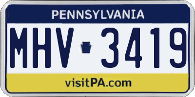 PA license plate MHV3419