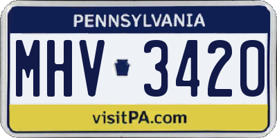 PA license plate MHV3420