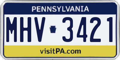 PA license plate MHV3421